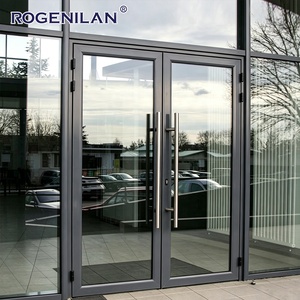 Portes d'entrée commerciales modernes Rogenilan en aluminium à <span class=keywords><strong>double</strong></span> vitrage, portes de magasin extérieures anti-effraction en verre - Product Image 2