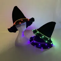 Nuovo Cappello da Strega Luminoso LED per Halloween, Cappello da Strega Fluorescente per Donne, Accessori per Feste in Maschera di Halloween