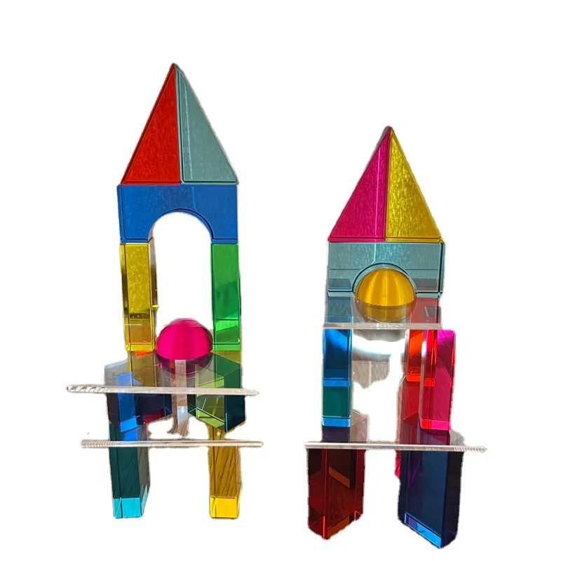 Çocuklar için en çok satan eğitici oyuncaklar 2024 akrilik yüksek ışık İletici küp gem yapı taşları çocuk oyuncak seti