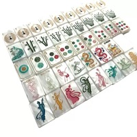 Jeu de Mahjong Américain de Luxe Moderne avec Texture Coquille Blanche Nacrée, Tuiles de Mahjong en Acrylique Dragon Chinois en Relief 3D, Portable
