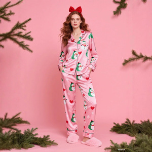 Pyjamas décontractés pour femmes, style nouveau, imprimés <span class=keywords><strong>de</strong></span> Noël, manches longues et pantalon long, vente en gros - Product Image 4