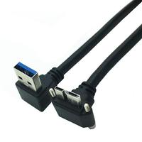 Anbow Ganda Kabel Data USB 3.0 Ke Micro B, 90 Derajat dengan Kunci Sekrup untuk Memperbaiki Kamera Industri Hard Disk Ponsel