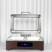 LIYUNDA Stock Equipment Houtnerf Smart Panel Chafing Dish RVS Economische Voedselwarmer met Kinderslot