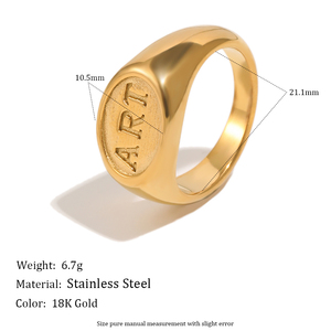 Anillo Ovalado con Letras Inglesas Dreamshow, Chapado en Oro, Logotipo Personalizado, Marca de Diseñador, Accesorios de <span class=keywords><strong>Moda</strong></span> Diaria para Mujer - Product Image 3