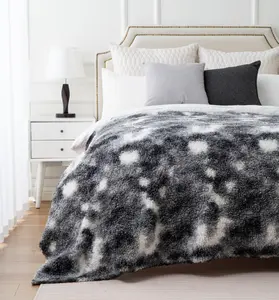 Luxe Super Behaaglijk Beddengoed Hoge Kwaliteit Pluche Gedrukt Teddy Fleece Sprei