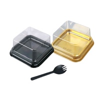 Boîtes d'emballage jetables en PET recyclable pour gâteaux de lune, contenants carrés en plastique pour mini-gâteaux et desserts avec couvercle transparent