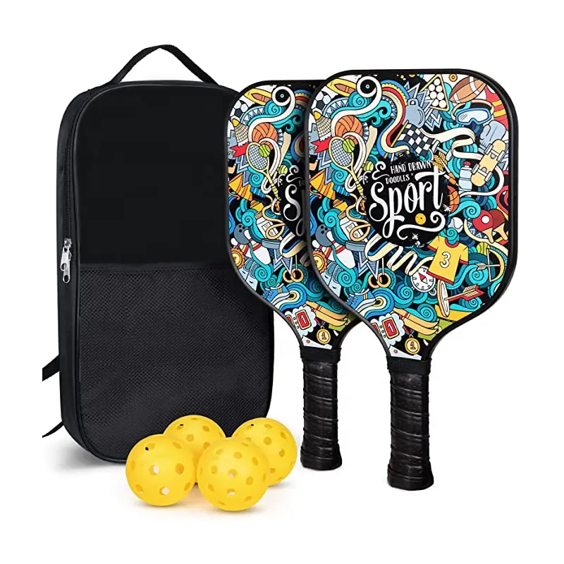 Set Raket Pickleball Grafit dengan Tas Portabel untuk Pria dan Wanita