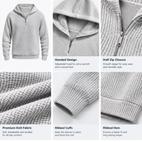 Pull à capuche mi-zippé personnalisé OEM pour homme, coupe ample style coréen, tricoté, pour automne-hiver, vêtement d'extérieur décontracté, vente en gros