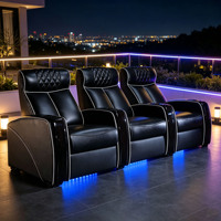 Fauteuils inclinables électriques pour home cinéma, en cuir noir, canapé VIP de cinéma avec éclairage LED et porte-gobelets pour salle de cinéma privée