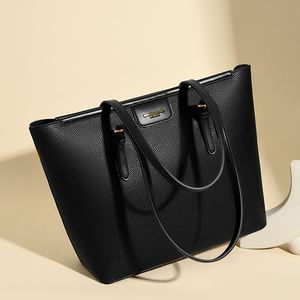Hot Sale Black PU Tote Bag for Women Ladies Shoulder <b>Handbag</b> Polyester Lining Wholesale <b>Big</b> Totes.52901 - Product Image 3