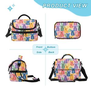 Colorful Koala Print Polyester Children School Portable Lunch <b>Box</b> Double Decker Custom Logo Kids Insulated Lunch Bag - Product Image 2