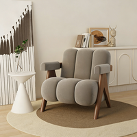 Fauteuil d'appoint populaire pour salon, chaise individuelle de luxe moderne et confortable en tissu avec pieds en bois pour la maison