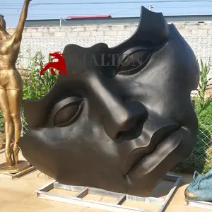 유럽 맞춤형 야외 정원 골동품 주조 황동 구리 대형 추상 청동 인간의 얼굴 조각