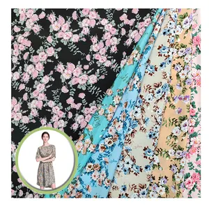 Impresión de tela Spandex de poliéster, fabricante Keqiao, impresión y costura de tela personalizada para vestidos de mujer