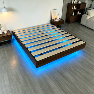 Lit plateforme moderne en acier avec éclairage LED RGB et rangement intégré, idéal pour les projets de chambres et d'hôtels (vente en gros) - Product Image 4