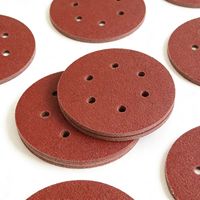 Disque de ponçage rouge haute densité, grain 100, 6 trous, papier abrasif floqué pour le conditionnement des surfaces