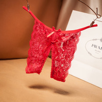 Grand string ouvert en dentelle transparente pour femme, culotte transparente en dentelle transparente pour femme, modèle de sous-vêtements en dentelle à entrejambe ouvert
