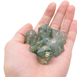 OEM ODM Bajo MOQ Juego de 10 dados poliédricos de piedra de cristal con fuente dorada personalizada para juegos de rol DND, grabados, para regalos - Product Image 6