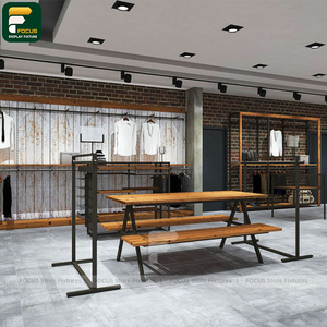 Custom Clothing Boutique Garment Rack Display Cabinet <b>Wall</b> Shelf Checkout Counter Lighting <b>Mirror</b> Unit - Product Image 2