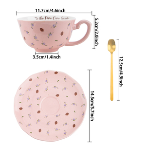 Taza de café de cerámica floral pequeña, esmalte de sublimación impreso con logotipo personalizado para tazas para obsequios promocionales con paquete personalizado - Product Image 2