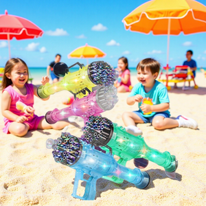 Pistola de Burbujas de Plástico 2 en 1 con 21 Agujeros y Luz, Juguete de Verano para Niños, Máquina de Burbujas para Interiores y Exteriores - Product Image 3