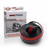 EPMAN Universel Lame de pare-chocs avant en fibre de carbone avec becquet de protection en caoutchouc anti-rayures pour kit carrosserie