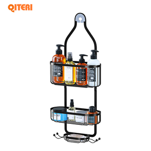 Bathroom Hanging Shower Organizer, Over Head Shower Caddy Basket with Hooks for Razor and Sponge, Rustproof Stainless Steel