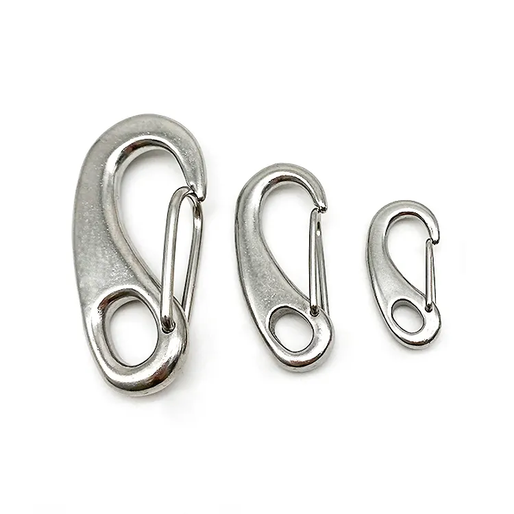 JRSGS Wholesale 304 316 Stainless Steel Spring Snap Egg Shape Carabiner Safety Lifting Snap Hook