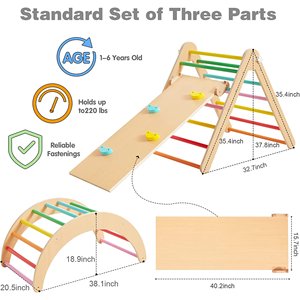 <span class=keywords><strong>Triangulo</strong></span> Montessori plegable Piklers Climb Toy colorido Marco de escalada de madera con arco hecho PE acero Nylon PP para uso escolar - Product Image 2
