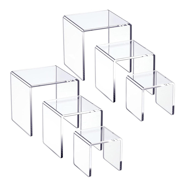 Clear Acrylic Showcase Collectibles Display Stands 3 Pcs Display Risers for Jewelry Funko Pop Figures