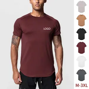 Custom Logo Men's T-shirt Gym Fitness Training Sport Muscle Slim Fit Shirt 100%Polyester Quick Dry Workout Running Men T Shirts