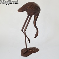 Grande statue de flamant rose en fonte sculptée et gravée, artisanat métallique décoratif pour la maison et le jardin