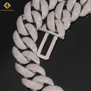 Collar de Moissanita de 22 mm con Incrustaciones de Diamantes, Cadena de Eslabones de Plata 925 con Baño de Rodio, Estilo Hiphop para Hombre, Cadena Cubana - Product Image 5