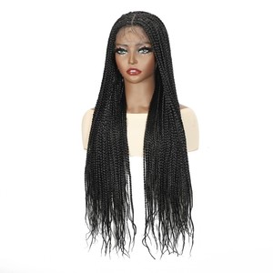 Peluca trenzada sin nudos estilo bohemio al por mayor para mujer, peluca <span class=keywords><strong>de</strong></span> encaje completo sin pegamento con trenzas tipo box, cabello sintético ignífugo con baby hair - Product Image 2
