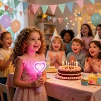 Varita Luminosa Giratoria con Forma de Corazón de Neón Intermitente de 8.6 Pulgadas, Barra de Luz LED Rosa Portátil de Plástico para Conciertos, Fiestas, Día de San Valentín, Juguete ASTM F963
