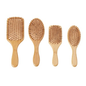 Logotipo personalizado Almofada & Paddle Detangling Natural Cerdas Cabelo Scalp Massager Escova Natural Bambu Massagem Pente De Cabelo De Madeira Escova - Product Image 1