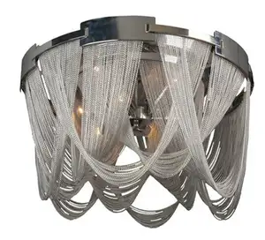 알루미늄 체인 스타일 조명 크롬 체인 플러시 마운트 현대 천장 램프 매달려 램프 장식 공장 직접 판매