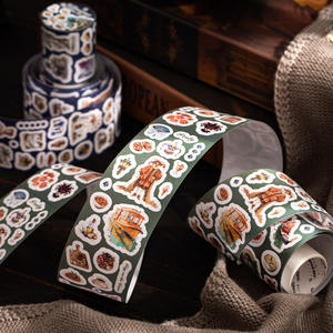 1 rouleau d'autocollants Travelogue Series Retro Die-Cut Glitter Film Creative Notebook Stickers - Product Image 1