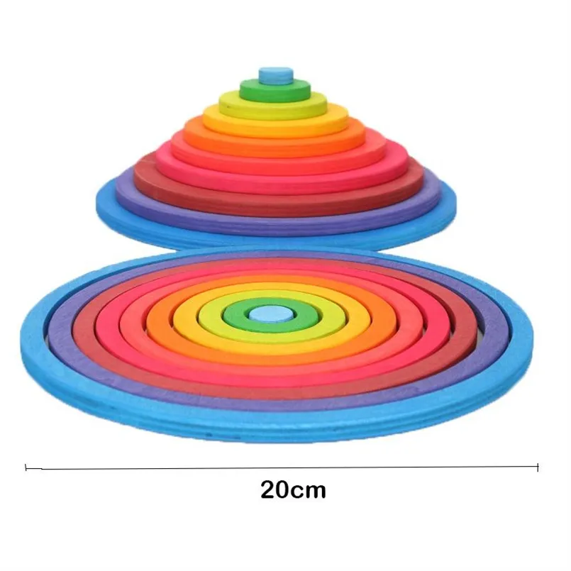 קשת עץ אבני בניין מעגלים קונצנטריים טבעות מוקדם למידה/Grimms/Creative עץ לשחק/פתוח הסתיים לשחק עבור ילדים