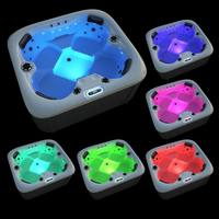 Jacuzzi Exterior para 4 Personas con 23 Chorros de Masaje, Cascada, Luces LED, Bañera de Acrílico para Jardín, Patio Trasero, Patio, Villa, Terraza