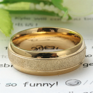 Frosted Gold Titanium Steel <b>Ring</b> Women's Fashion Jewelry Gift 23034 - Product Image 2