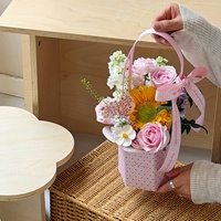 Boîte à fleurs en carton hexagonale à pois de style coréen, petite, à tenir à la main, pour emballage de bouquet DIY, boîte vide pour fleurs