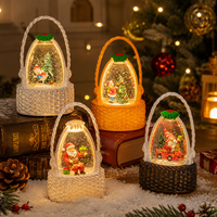 Lanterne décorative de Noël en cristal, lampe de nuit LED globe à neige, scène de Père Noël, décoration de table festive, panier cadeau portable