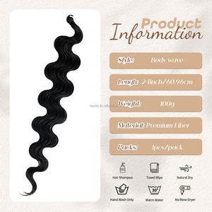 Premium High Temperature Fiber 24 Inches 100g Body Wave <strong>Braiding</strong> <strong>Hair</strong> Synthetic <strong>Hair</strong> Extensions for Boho Box Braid - Product Image 3