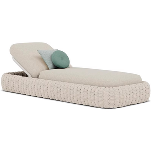 أثاث معدني خارجي بتصميم عصري بسيط، كرسي استلقاء شمسي مع حبال ووسادة قابلة للتعديل وقابلة للطي - Product Image 6