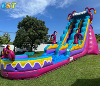 Toboggan gonflable géant personnalisable pour adulte, commercial, extérieur, toboggan gonflable bon marché pour enfants, jardin avec piscine