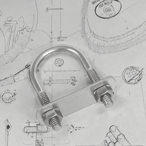 Stainless Steel Metric U-Bolted Exhaust Clamp 1 1/4 with Round Holes and 5/16 U-Bolt - Product Image 2