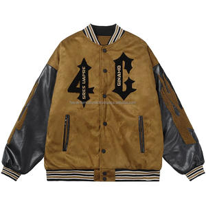 แจ็กเก็ตขนสัตว์กลางแจ้งสำหรับผู้ชายผู้หญิงเสื้อกันลมสีขาวคอตั้งปักโลโก้ด้านหน้าสไตล์ฮิปฮอป - Product Image 3