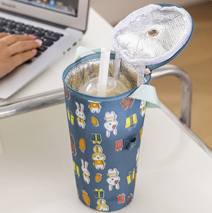 Funda Aislante para Taza <span class=keywords><strong>de</strong></span> Té con Leche PEIQUAN, Porta Tazas con Asa para Conservar la Frescura, Bolsa <span class=keywords><strong>de</strong></span> Almacenamiento Portátil para Uso Diario - Product Image 3