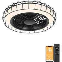 Plafonnier LED moderne de 20 pouces avec télécommande invisible Corps en fer Moteur à courant continu Ventilateur de salon intelligent